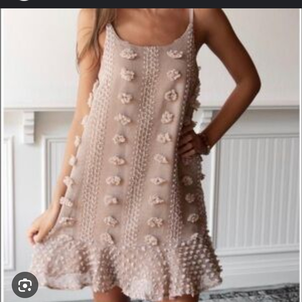 &Merci Elegant Cream Floral Women's Casual Dress